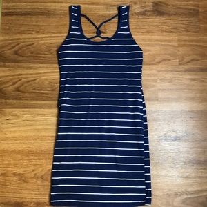 Blue and white stripped dress